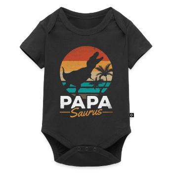 PapaSaurus Rex Daddy Dinosaur Matching Family - Baby Premium short-sleeve bodysuit - black - Front