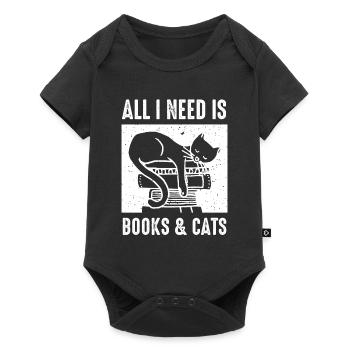 All I Need Is Books & Cats Book - Baby Premium Kurzarmbody - Schwarz - Vorne