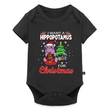 Je veux un hippopotame pour Noël Hippo XMAS - Body à manches courtes Premium Bébé - noir - Devant