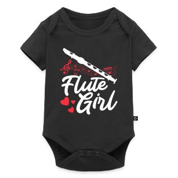 Fetus Players Flûte Recorder Musique Cadeaux - Body à manches courtes Premium Bébé - noir - Devant