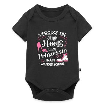 Vergiss High Heels Prinzessin Trägt Wanderschuhe - Baby Premium Kurzarmbody - Schwarz - Vorne