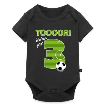 3. Geburtstag Fußball Deutschland - 3 Jahre Junge - Baby Premium Kurzarmbody - Schwarz - Vorne