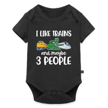 I Like Trains And Maybe 3 People Train Gift - Baby Premium short-sleeve bodysuit - black - Front