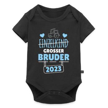 Großer Bruder 2023 Traktor - Baby Premium Kurzarmbody - Schwarz - Vorne