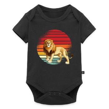 Lion Rétro - Body à manches courtes Premium Bébé - noir - Devant