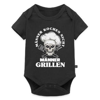 Mann Männer Grillen Vater Papa Geschenk - Baby Premium Kurzarmbody - Schwarz - Vorne