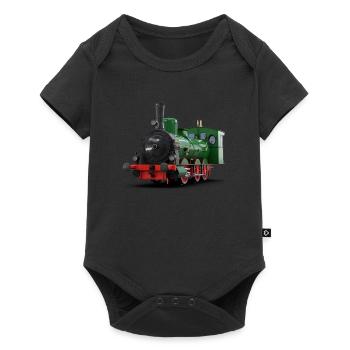 Dampflok Zug I Eisenbahn Lokomotive - Baby Premium Kurzarmbody - Schwarz - Vorne
