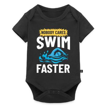 Schwimmen Trainer Pool Schwimmer Lektion - Baby Premium Kurzarmbody - Schwarz - Vorne