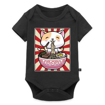 Niedliche Katze Ramen Nudeln Japan - Baby Premium Kurzarmbody - Schwarz - Vorne