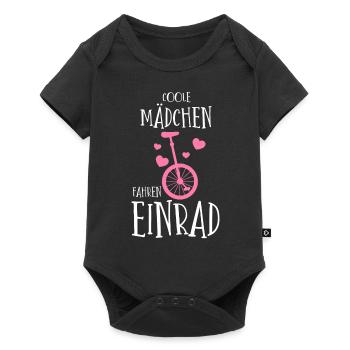 Coole Mädchen fahren EInrad - Baby Premium Kurzarmbody - Schwarz - Vorne