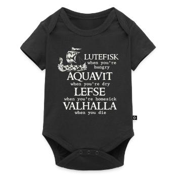 Skandinavischer Poe, Wikinger, Lutefisk - Baby Premium Kurzarmbody - Schwarz - Vorne