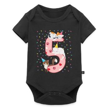 5th Birthday Girl Cats Outfit 5 Year Old - Baby Premium short-sleeve bodysuit - black - Front
