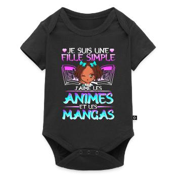 Animé Manga Humour Japonais Kawaii Fille - Body à manches courtes Premium Bébé - noir - Devant