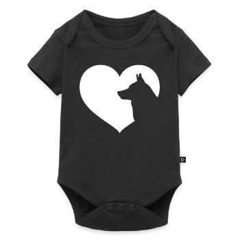 Siberian Husky-Hund-Herz-Silhouette - Baby Premium Kurzarmbody - Schwarz - Vorne