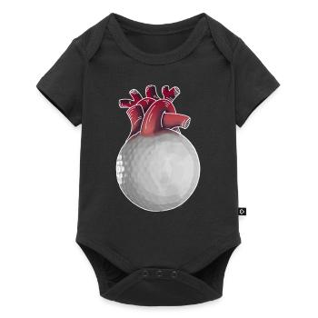 Golfer's Heart Fun Golf Ball Golf Gift - Baby Premium short-sleeve bodysuit - black - Front