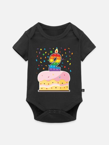 Pop It 2nd Birthday Cake Girls Boys Fidget - Baby Premium short-sleeve bodysuit - black