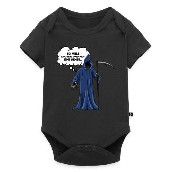 So Viele Idioten Und Nur Eine Sense Sensenmann - Baby Premium Kurzarmbody - Schwarz - Vorne