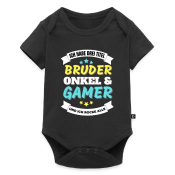 Ich habe drei Titel bruder onkel gamer nerd zocker - Baby Premium Kurzarmbody - Schwarz - Vorne
