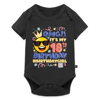 Omg! c’est mon émoticône de fille de 18e anniversaire - Body à manches courtes Premium Bébé - noir - Devant
