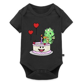 Dragon Birthday Birthday Cake Sweets - Baby Premium short-sleeve bodysuit - black - Front