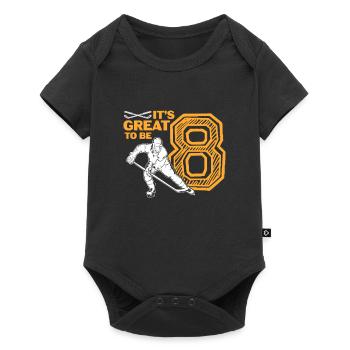 Eishockey 8. Geburtstag - Baby Premium Kurzarmbody - Schwarz - Vorne