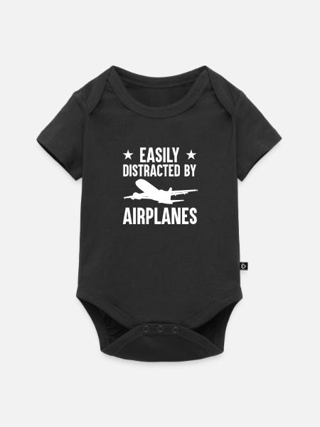 Flugzeug Flugplatz Flughafen - Baby Premium Kurzarmbody - Schwarz