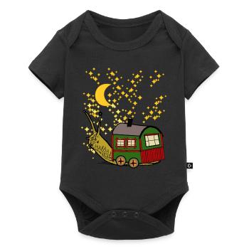 Starry Sky Travel Construction Trailer Snail Camping - Baby Premium short-sleeve bodysuit - black - Front