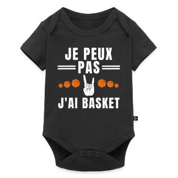 Je peux pas j ai basket signe de la main - Body à manches courtes Premium Bébé - noir - Devant