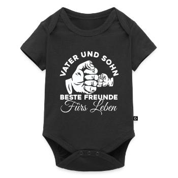 Papa und Sohn - Vater und Sohn - Baby Premium Kurzarmbody - Schwarz - Vorne