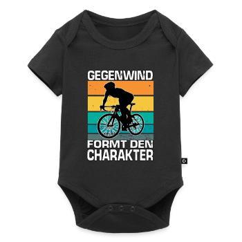 Vintage Radsportler Motiv für Mountainbiker - Baby Premium Kurzarmbody - Schwarz - Vorne
