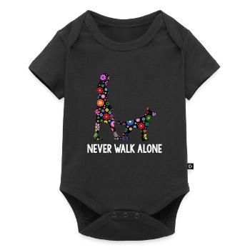 Never Walk Alone Hunde Gassi Blumen - Baby Premium Kurzarmbody - Schwarz - Vorne