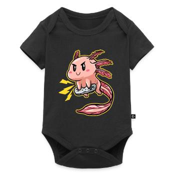 Funny Video Game Playing Gamer Axolotl - Baby Premium short-sleeve bodysuit - black - Front