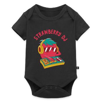 Strawberry DJ Erdbeere Musiker Turntable Plattensp - Baby Premium Kurzarmbody - Schwarz - Vorne