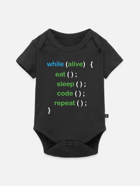 Python Coding Software Developer - Baby Premium Kurzarmbody - Schwarz