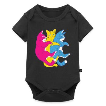 LGBTQ Flag - Cute Cat Stacks Pansexual - Baby Premium short-sleeve bodysuit - black - Front
