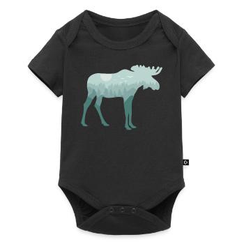 Elk Deer Forest Natural Landscape Gift - Baby Premium short-sleeve bodysuit - black - Front