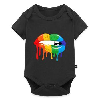 Rainbow Lip Bite LGBT Pride Month Gay Bi Trans - Baby Premium short-sleeve bodysuit - black - Front