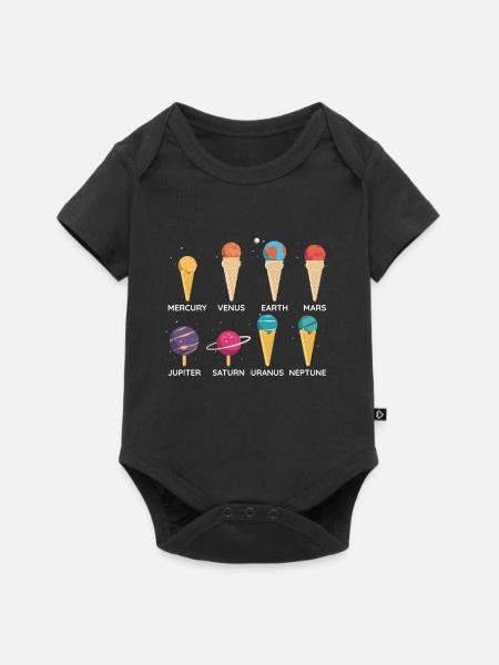 Sonnensystem-Eiscreme - Baby Premium Kurzarmbody - Schwarz