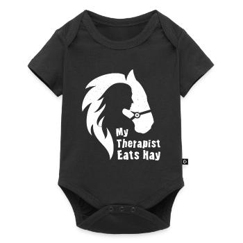 Horse Lover Horse Girl My Therapist Eats Hay - Baby Premium Kurzarmbody - Schwarz - Vorne