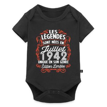 Vintage Flourish Cadeau Anniversaire Juillet 1942 - Body à manches courtes Premium Bébé - noir - Devant