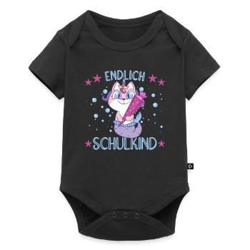 Meerjungfrau Katze Schule Einschulung Kindergarten - Baby Premium Kurzarmbody - Schwarz - Vorne