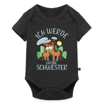 Ich Werde Große Schwester Pferde Schwestern - Baby Premium Kurzarmbody - Schwarz - Vorne