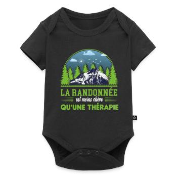La randonnée est moins chère qu'une thérapie - Body à manches courtes Premium Bébé - noir - Devant