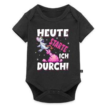 Heute Starte Ich Durch - Pupsen Einhorn - Baby Premium Kurzarmbody - Schwarz - Vorne