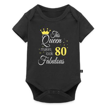 Anniversaire Reine fête ses 80 ans 80 ans Femmes - Body à manches courtes Premium Bébé - noir - Devant