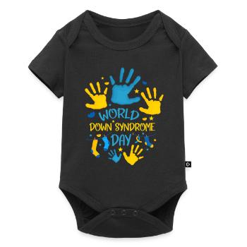 Journée mondiale du syndrome de Down Empreinte de main Femmes - Body à manches courtes Premium Bébé - noir - Devant