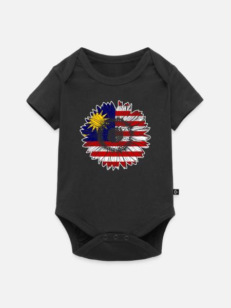 Malaysia Flagge Sonnenblume - Baby Premium Kurzarmbody - Schwarz