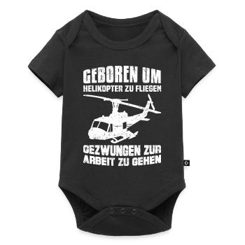 Helikopter fliegen geboren Hubschrauber Arbeit gez - Baby Premium Kurzarmbody - Schwarz - Vorne