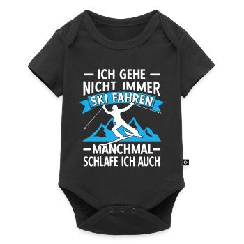 Ski Fahren Alter Mann auf Skiern Skifahrer Sprüche - Baby Premium Kurzarmbody - Schwarz - Vorne