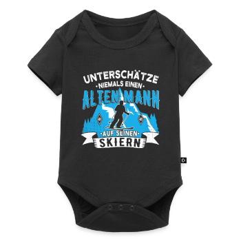 Unterschätze niemals einen alten Mann auf Skiern - Baby Premium Kurzarmbody - Schwarz - Vorne